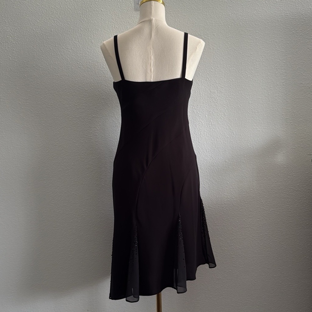 Evan-Picone Petite Black Beaded Asymmetrical Midi Dress Size 6P - Picture 4 of 8